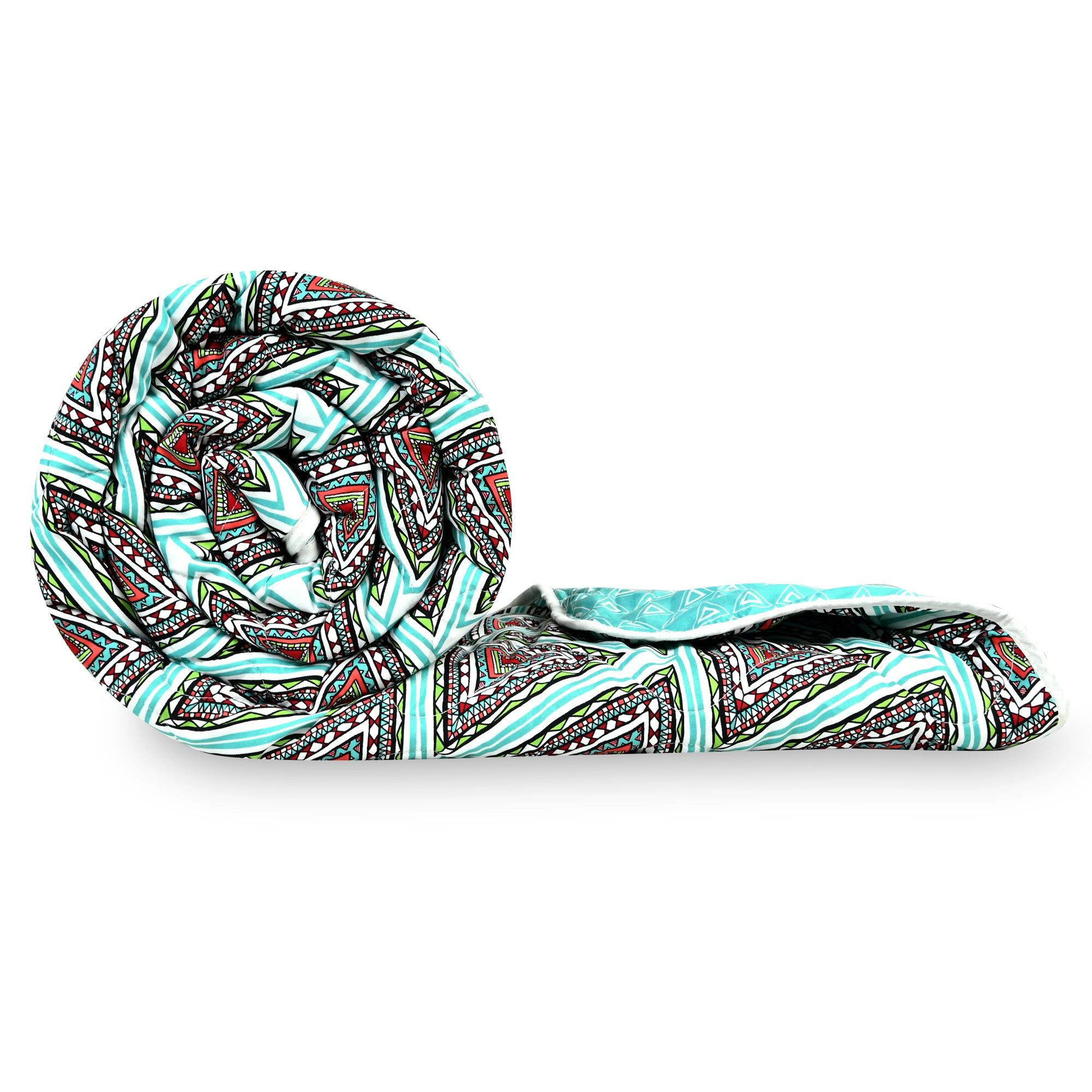 Turquoise Blue Geometric Single Bed Comforter – 120 GSM Microfiber-Single / Turquoise Blue / Geometric