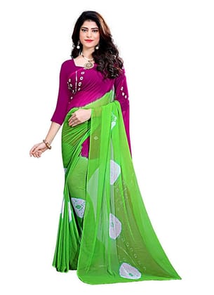 Generic Women's Chiffon Saree (Green, 5 - 6 Mtrs)