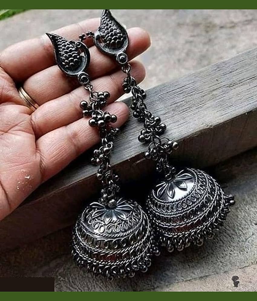 Samridhi DC Silver Jhumki Earrings ( Pack of 1 )