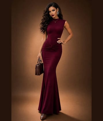 Traquila Women Lycra Bodycon Dress ( Maroon )