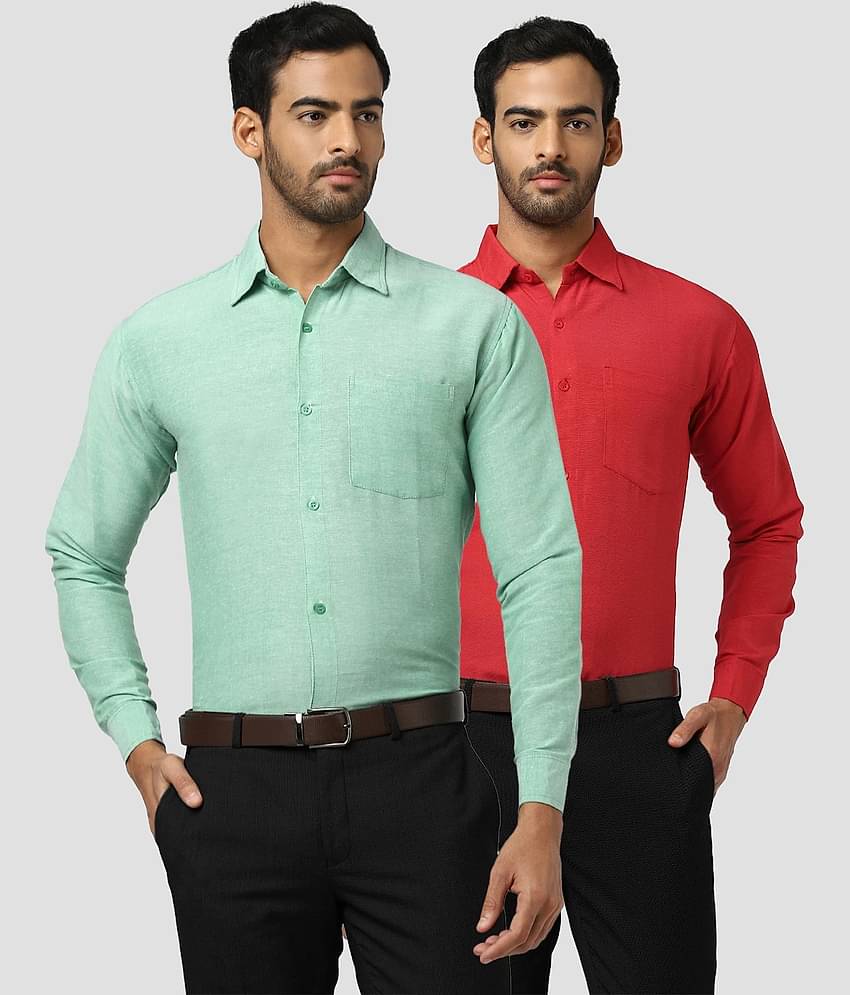 DESHBANDHU DBK - Multicolor Cotton Regular Fit Men's Formal Shirt (Pack of 2)