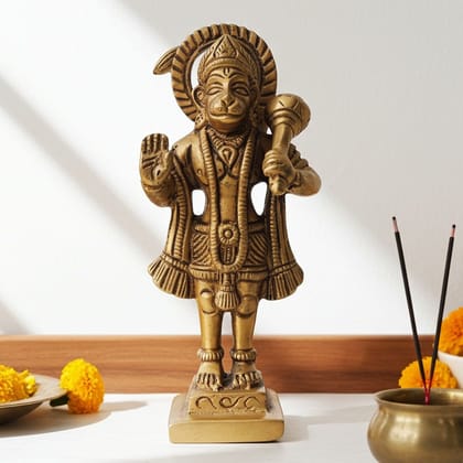 Brass Hanuman Ji Decorative Statue - Handcrafted Temple Idol, Height : 4.5 Inch (BSMAS1313 C)