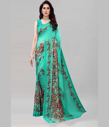 Kanooda Prints Georgette Printed Saree With Unstitched Blouse Piece ( Peach )