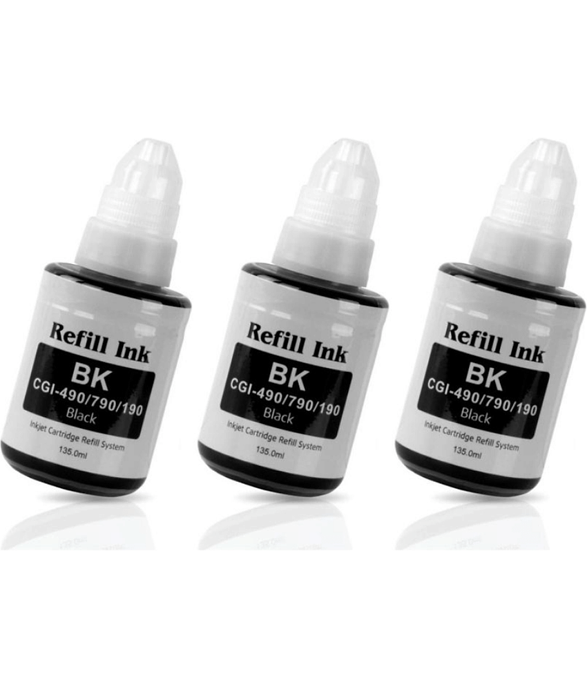 zokio Refill Ink Gi-790 Black Pack of 3 Cartridge for 790 INK G1000 , G1010 , G1100 , G2000 , G2002 , G2010 , G2012 , G2100 , G3000 , G3010