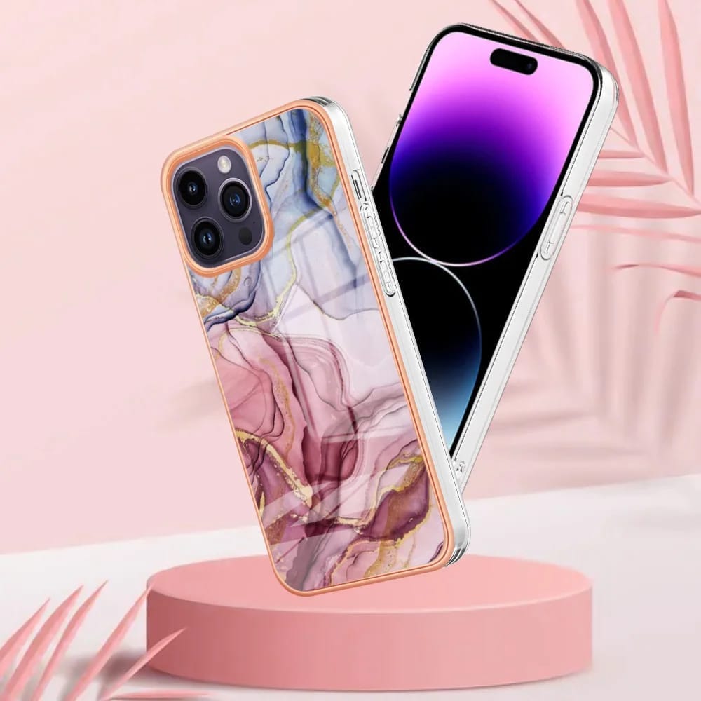 Glossy Marble Pattern Premium Case-iPhone 14 Pro
