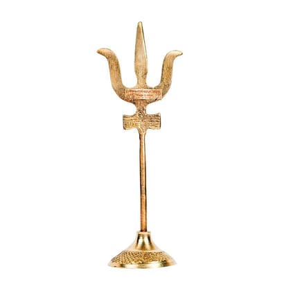 MAYAPURI Shiva's Trishula with Damaru, ??????? for Pooja, Pital Trishul with Stand, 5 inches