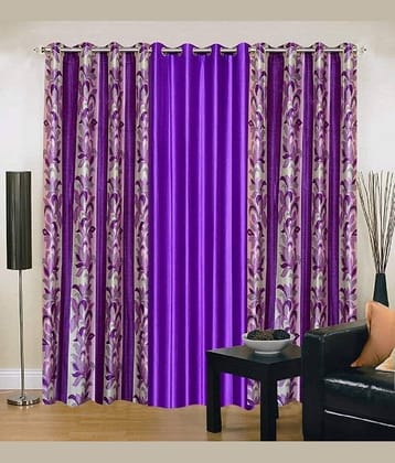 Kraftiq Homes Abstract Semi-Transparent Eyelet Curtain 7 ft ( Pack of 3 ) - Teal