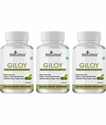 Herbs Library Giloy Immunity Booster, 60 Capsules Each (Pack of 3)