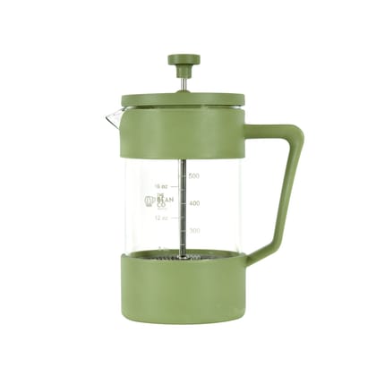 The Bean Co Roasters French Press Coffee Maker 600 ml | Heat Resistant Borosilicate Glass | 4 Level Filteration (Green)