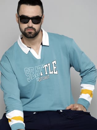 Seattle Denim Blue Full Sleeve Full Sleeve Polo T-Shirt-S / Durky Blue