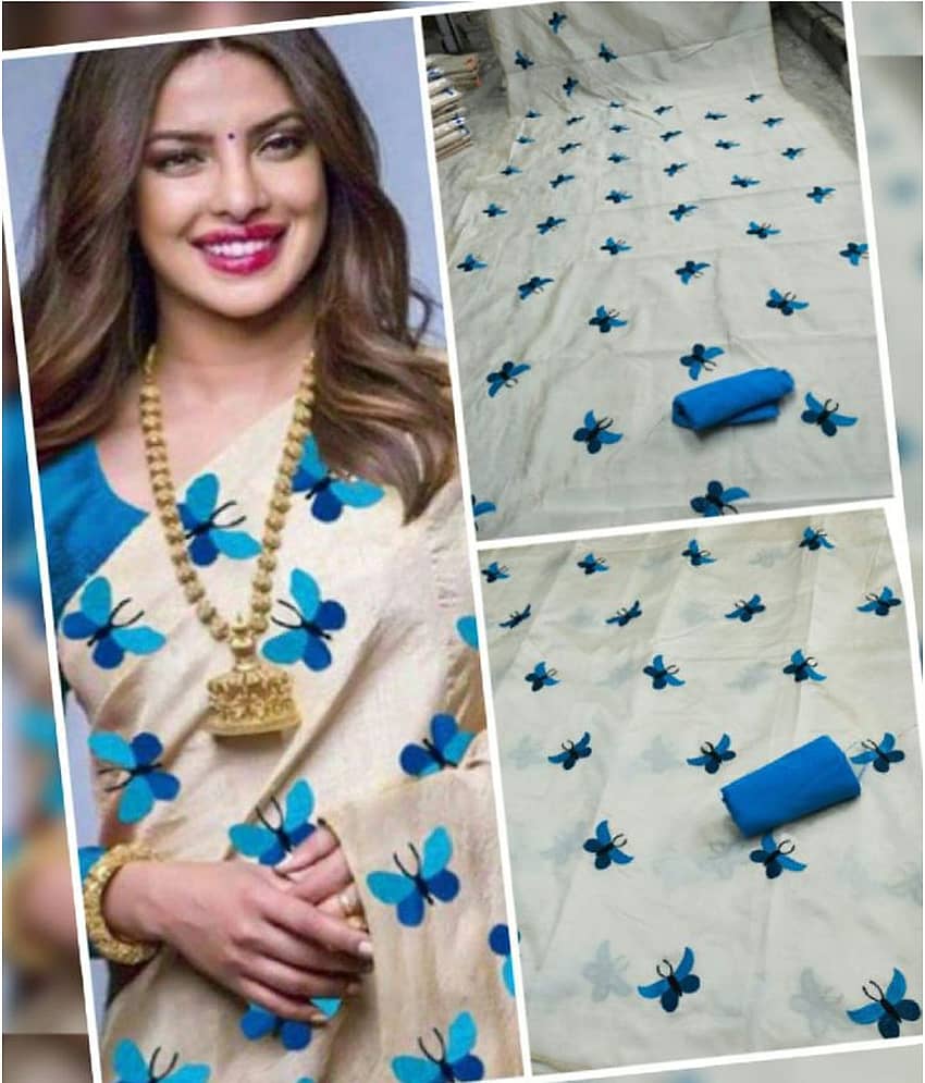 Bhuwal Fashion Art Silk Embroidered Saree With Unstitched Blouse Piece ( Red )