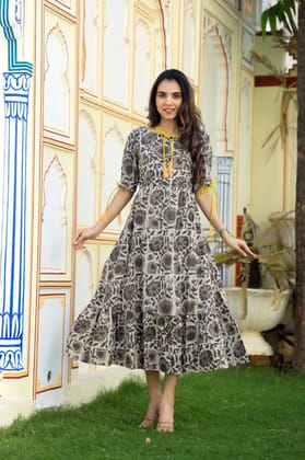 TRADITIONAL BAGRU PRINTBagru Hand Block Printed Cotton One Piece DressAttached Dori with Tussle in Neck Line..