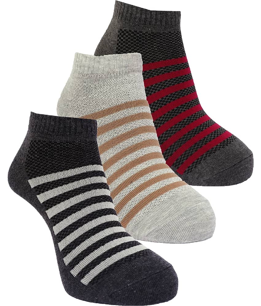 Dollar - Cotton Men's Striped Multicolor Ankle Length Socks ( Pack of 3 )