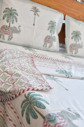 Royal Elephant Premium Dohar | Hand-Blocked Single Bed (one piece )