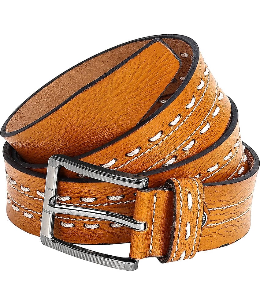 Leather World - Tan Faux Leather Men's Formal Belt ( Pack of 1 )