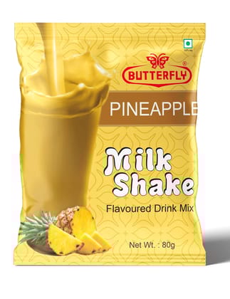 Butterfly Milk Shake 80G Pouch (Pineapple)  by Butterfly Dessert Mixes and Bakery Needs.