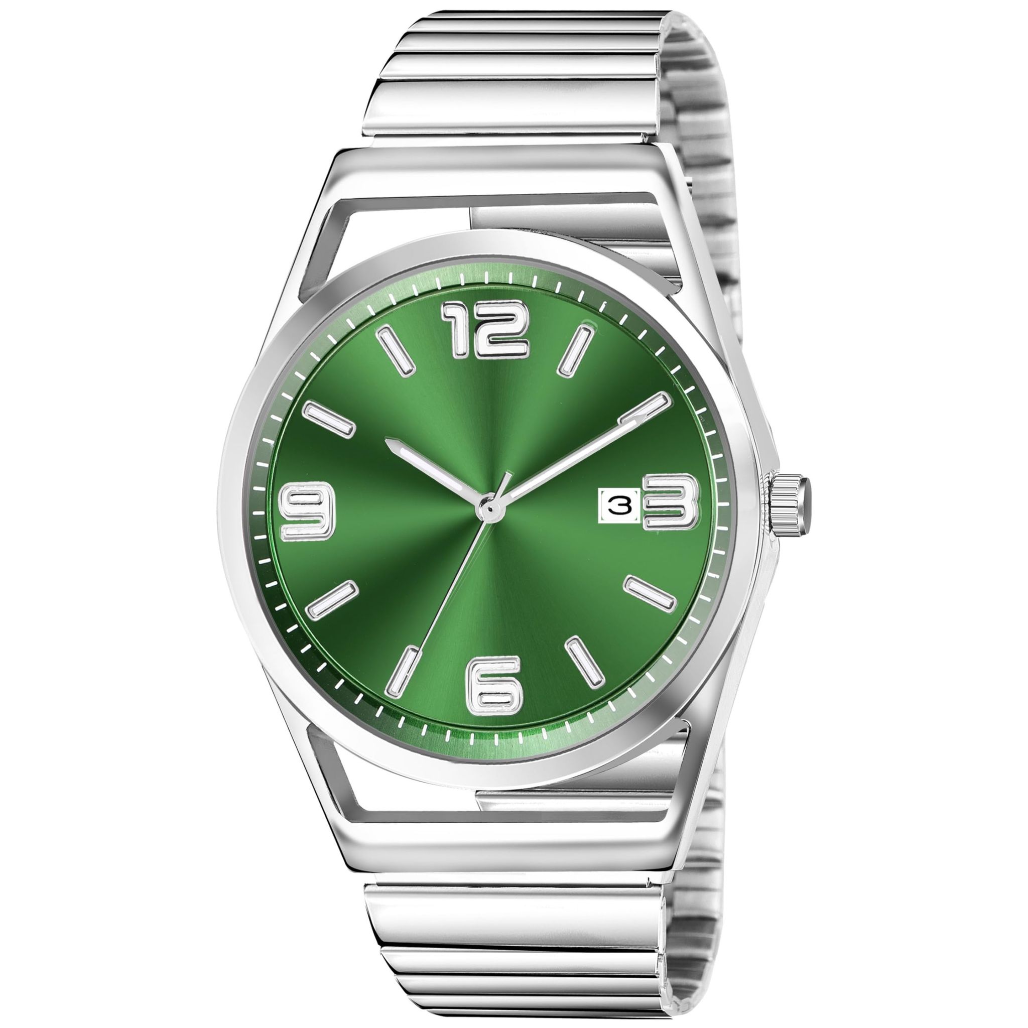 Green Dial Date Function Analog Watch for Men LR155