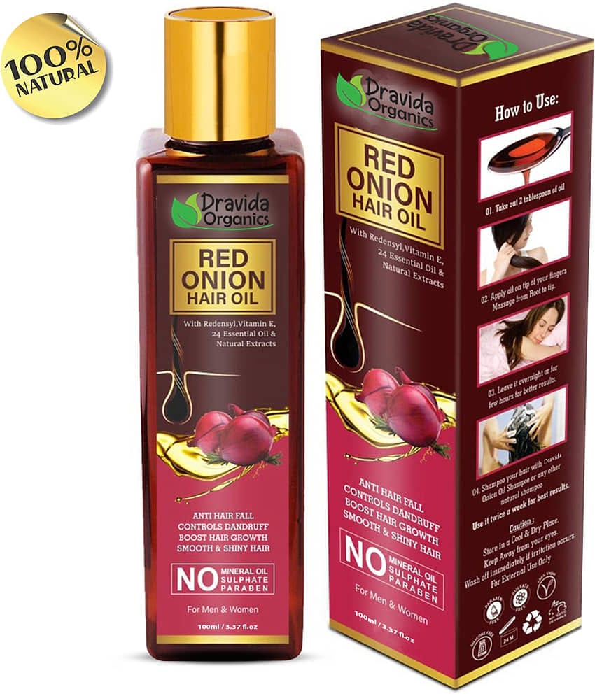 Dravida Organics Onion Oil with Black Seed Oil Extracts - Controls Hair Fall 100 mL
