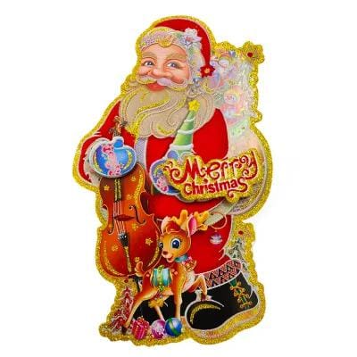 Christmas Glitter Paper Santa Wall Sticker - Assorted (Mangalbhavan)