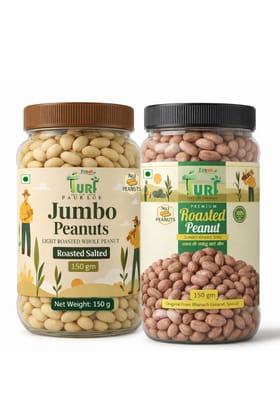 TURF FRESH - Premium Roasted Peanut| Khari Sing - Chakna Dana Chana | Bharuch Gujarat Special | Mixed Jar Combo