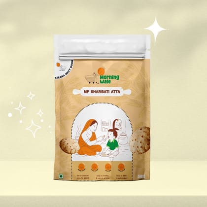 Morning Wale MP Sharbati Atta (1kg) | Premium Whole Wheat Flour | Soft Rotis