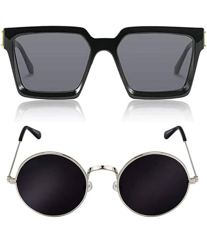 Kanny Devis - Black Rectangular Sunglasses ( Pack of 2 )