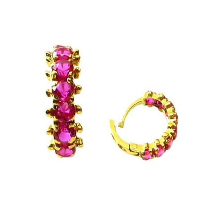 Classic Solid Casting Pink CZ Piercing Nose Hinged Hoop Ring 14k Yellow Gold