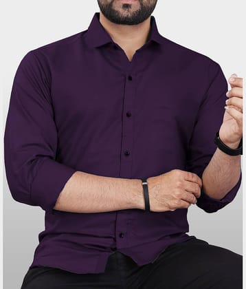 Eviqe Cotton Blend Regular Fit Solids Full Sleeves Men's Casual Shirt - Purple ( Pack of 1 )