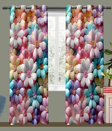 V21 decod Graphic Room Darkening Eyelet Curtain 7 ft ( Pack of 1 ) - White