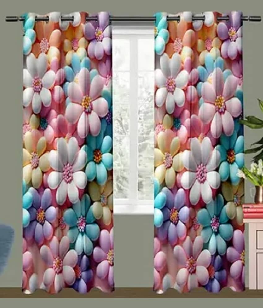 V21 decod Graphic Room Darkening Eyelet Curtain 7 ft ( Pack of 1 ) - White