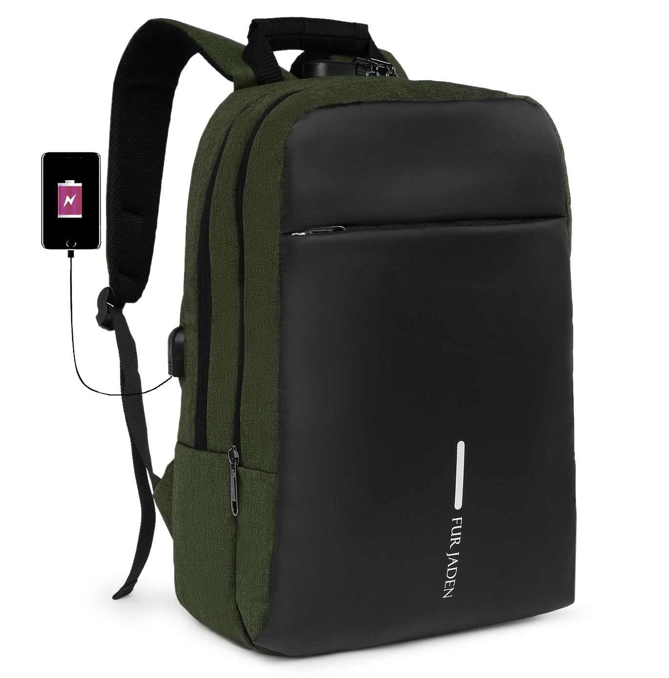 Anti Theft Number Lock Backpack Bag with 15.6 Inch Laptop Compartment, USB Charging Port & Organizer Pocket for Men Women Boys Girls