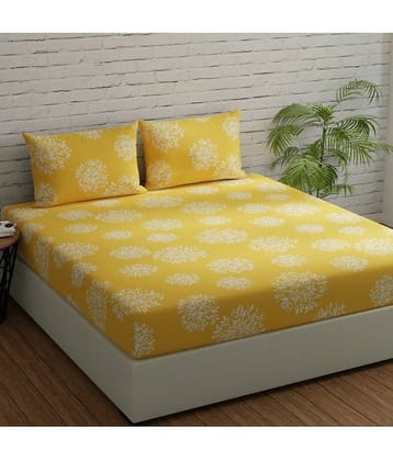 HIDECOR Microfiber 1 Double King Bedsheet with 2 Pillow Covers ( Yellow )