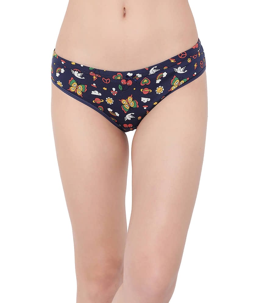 Clovia Cotton Printed Women's Bikini ( Blue )
