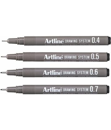 Artline Drawing Fineliner Pen (Pack Of 4, Black)