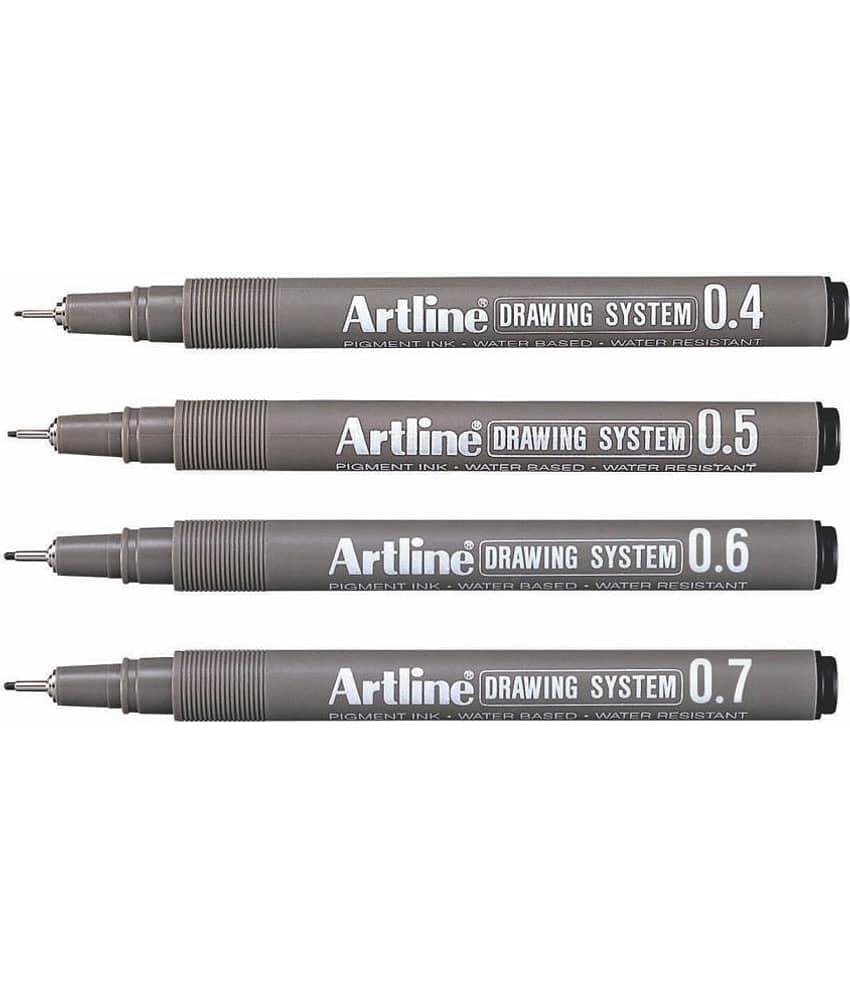 Artline Drawing Fineliner Pen (Pack Of 4, Black)