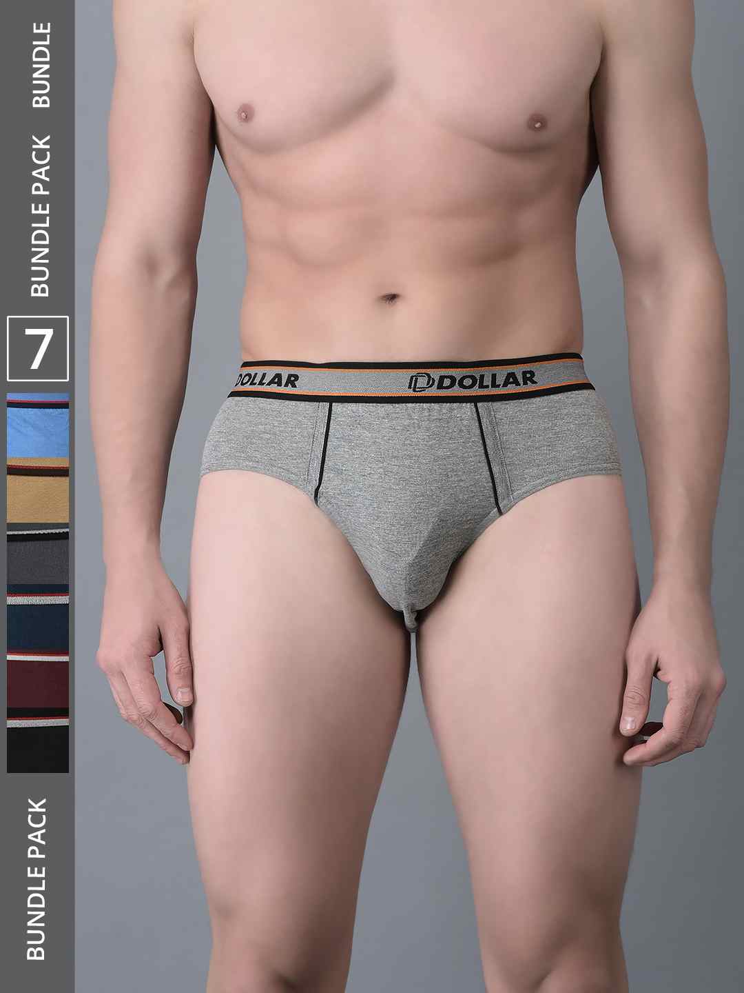 Men's Assorted Pack of 7 Combed Cotton Solid Brief With Anti-Microbial Odour Control