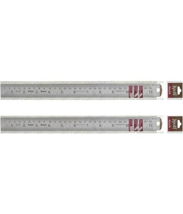 Jyoti Ruler/Scale - Royale (2 Pcs of Size 30cm (Sumo) of Stainless Steel) Imperial & Metric Measurements, Double Sided, Straight Edges, Measuring Tool for Architects, Engineers, Students - Pack of 2