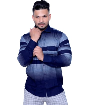 Aish N Ridh 100 Percent Cotton Regular Fit Stripes Men's Casual Shirt - Blue ( Pack of 1 )