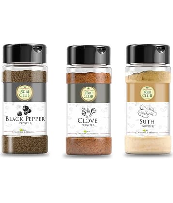 Agri Club Black Pepper Powder 100g, Clove Powder 100g, Suth Powder 100g, (Pack of 3)