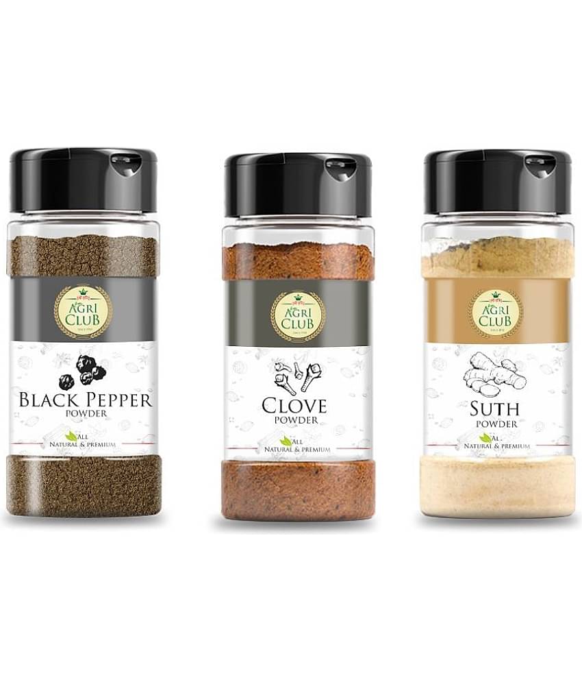 Agri Club Black Pepper Powder 100g, Clove Powder 100g, Suth Powder 100g, (Pack of 3)