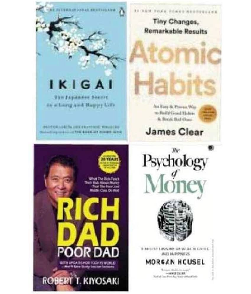 4 Books Combo ( Atomic Habits & Rich Dad Poor Dad & ikigai Japaness & The Psychology Of Money ) English - Paperback