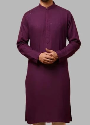 Lucknow Chikankari Embroidered Purple Kurta