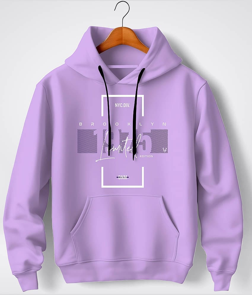 DEER HEAD Fleece Hooded Men's Sweatshirt - Purple ( Pack of 1 )