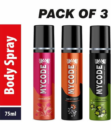 Generic Sweet16,Sxy Boy And Crazy Girl Perfume Body Spray for Unisex 225 ml ( Pack of 3 )