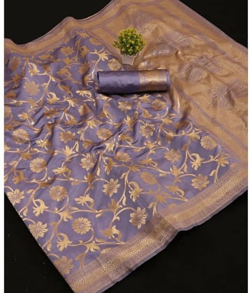 Gazal Fashions Banarasi Silk Embellished Saree With Unstitched Blouse Piece ( Red )