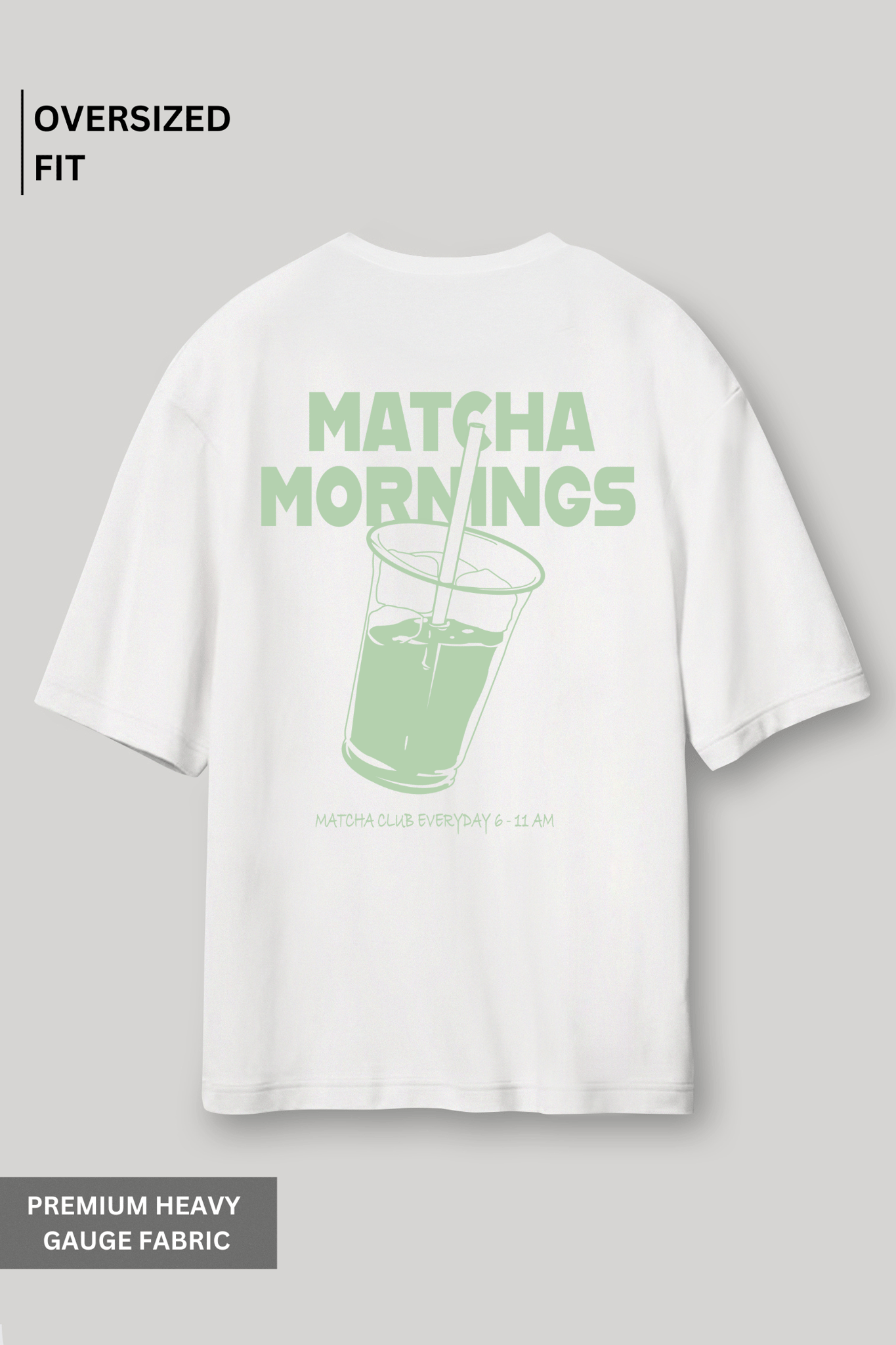 Matcha Mornings- Oversized T-Shirt-XS