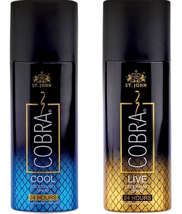 St. John Cobra Live & Cool Deo 50ml Each, Cobra Deodorant Spray for Men 50 ml ( Pack of 2 )
