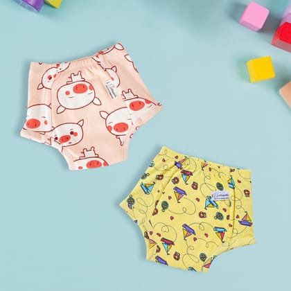 Potty Training Pants Sailing Boat & Naughty Pig Print - Pack of 2-Size 0 (9-12 Months) / 2