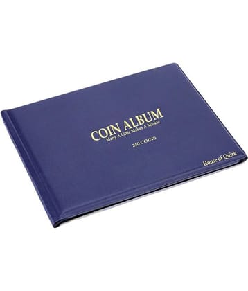 House of Quirk 240 Pockets Coin Holder Collection Coin Storage Album Book for Collectors, Money Penny Pocket (Blue)