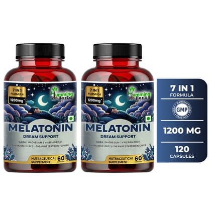 Humming Herbs Melatonin Dream Support - Advanced Sleep & Relax Formula with Magnesium, GABA, L-Theanine, Valerian, Chamomile, Passionflower - Pack of 2